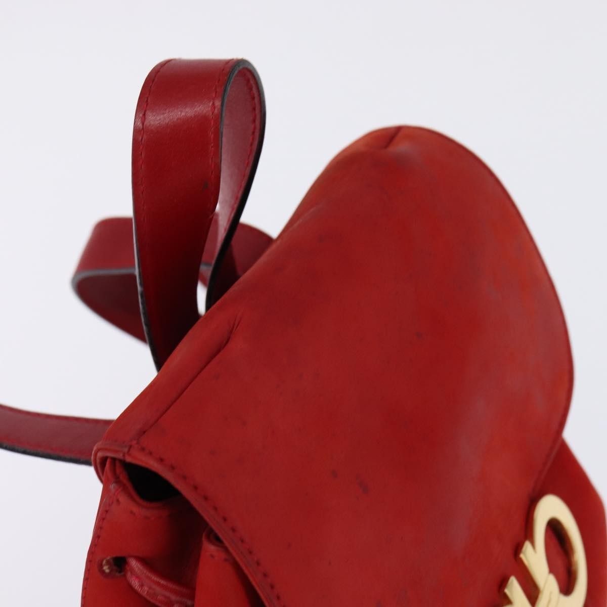 Salvatore Ferragamo Gancini Flap Drawstring Backpack Leather, RED, LEATHER, Backpack