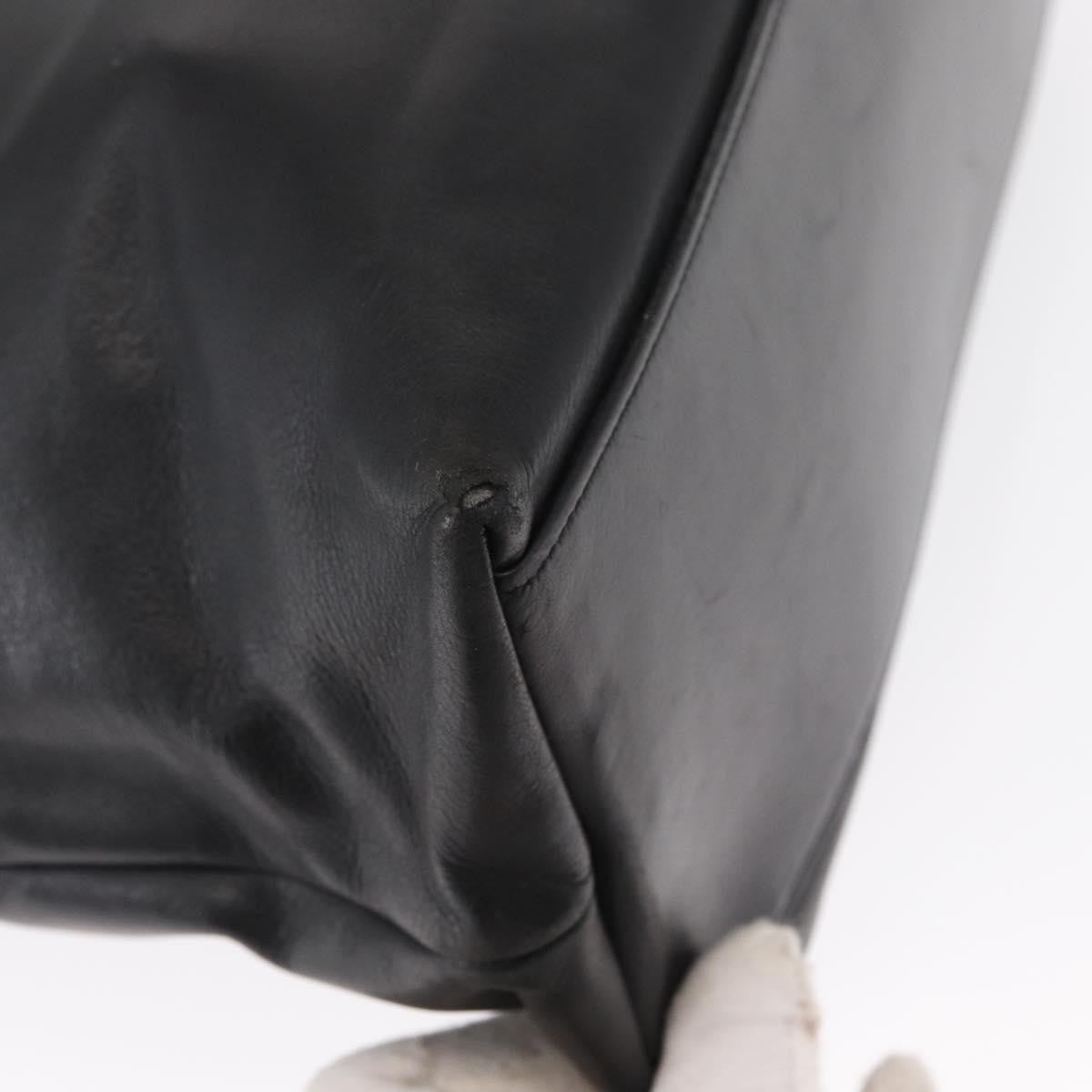Chanel Chain Tote Leather, Black, Leather, Handbag