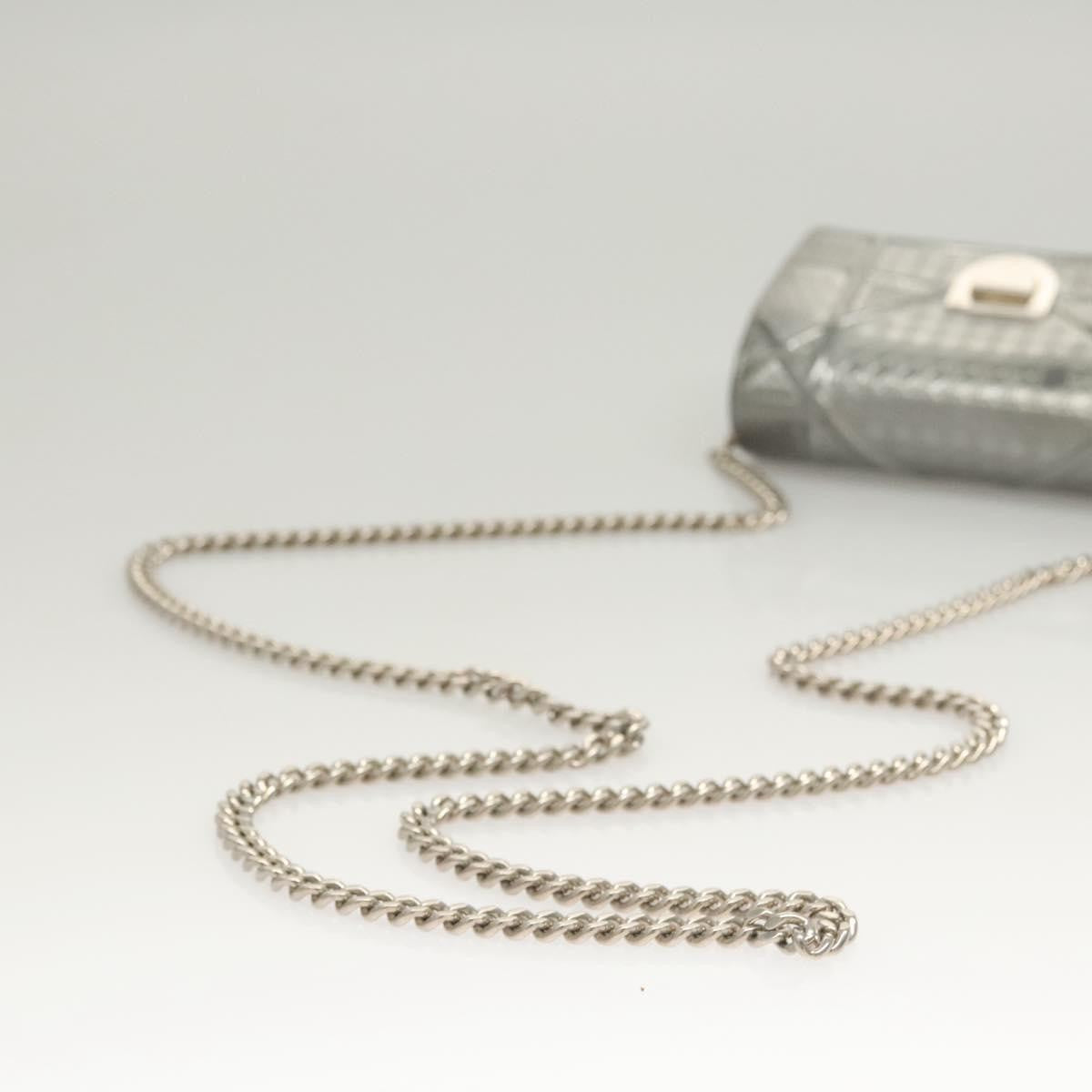 Christian Dior Diorama Wallet on Chain Enamel, SILVER, PATENT_LEATHER, Shoulder bag