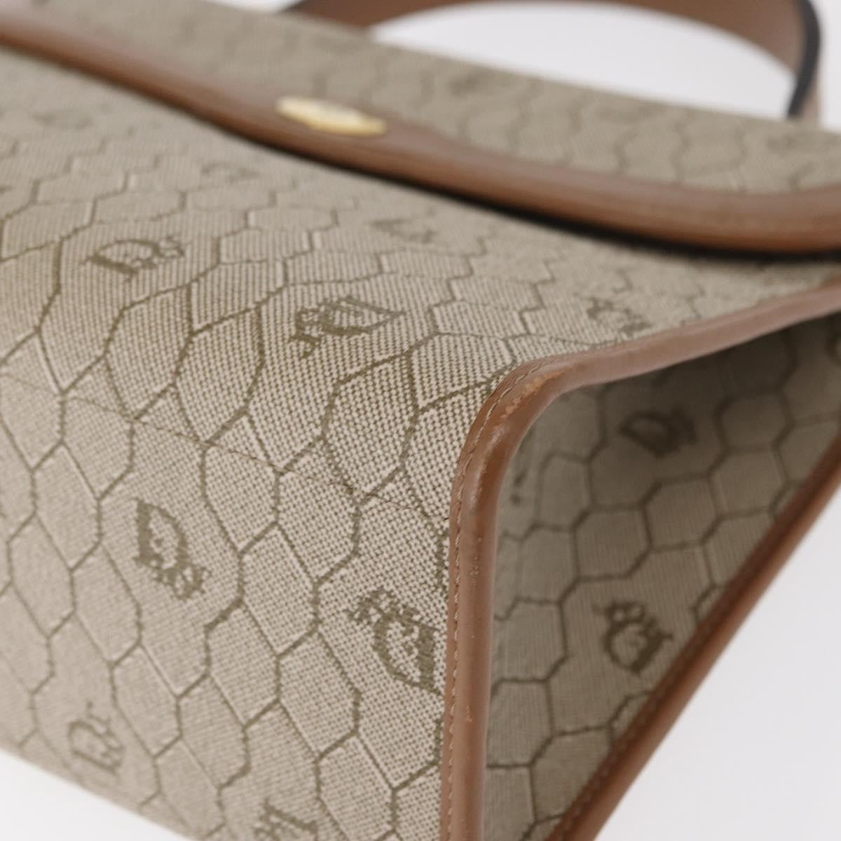 Christian Dior Vintage Honeycomb Handbag Canvas Leather, BEIGE, CANVAS, Handbag