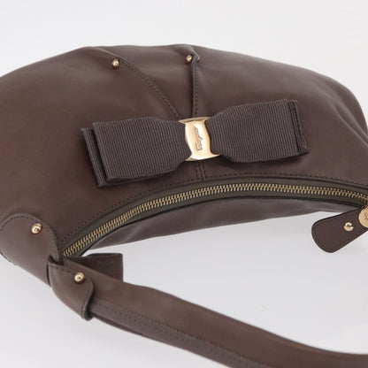Salvatore Ferragamo Vala Handbag Leather, BROWN, LEATHER, Handbag