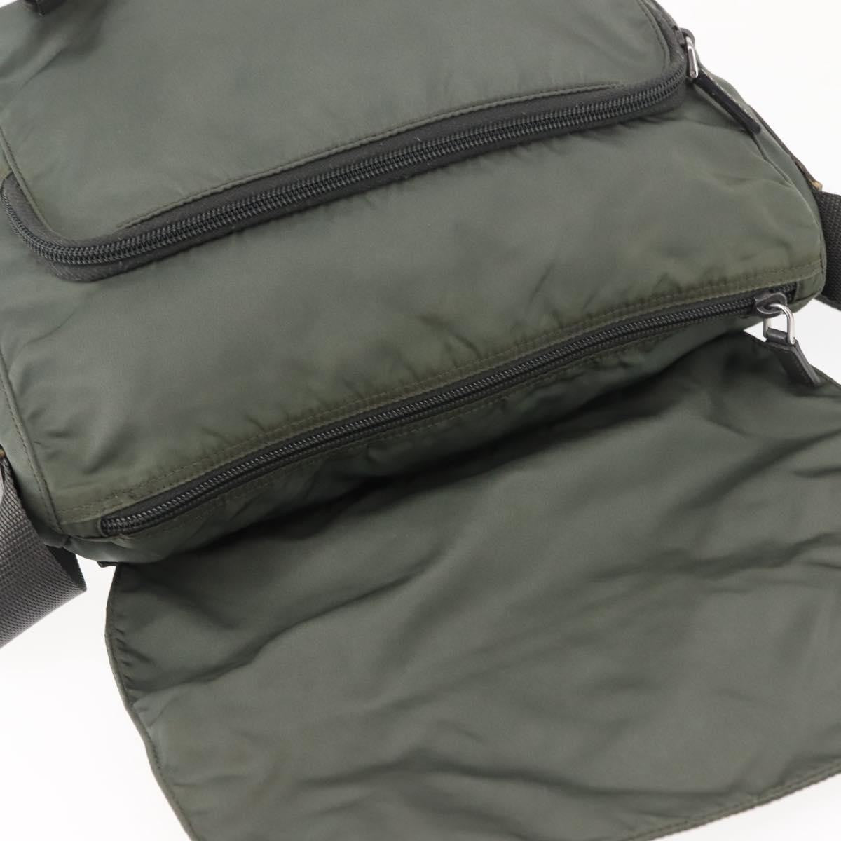 Prada Double Buckle Flap Messenger Bag Tessuto, KHAKI, NYLON, Shoulder bag
