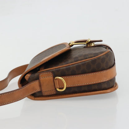 Celine Vintage Macadam Shoulder Bag Canvas and Leather, Brown, Canvas, Shoulder Bag