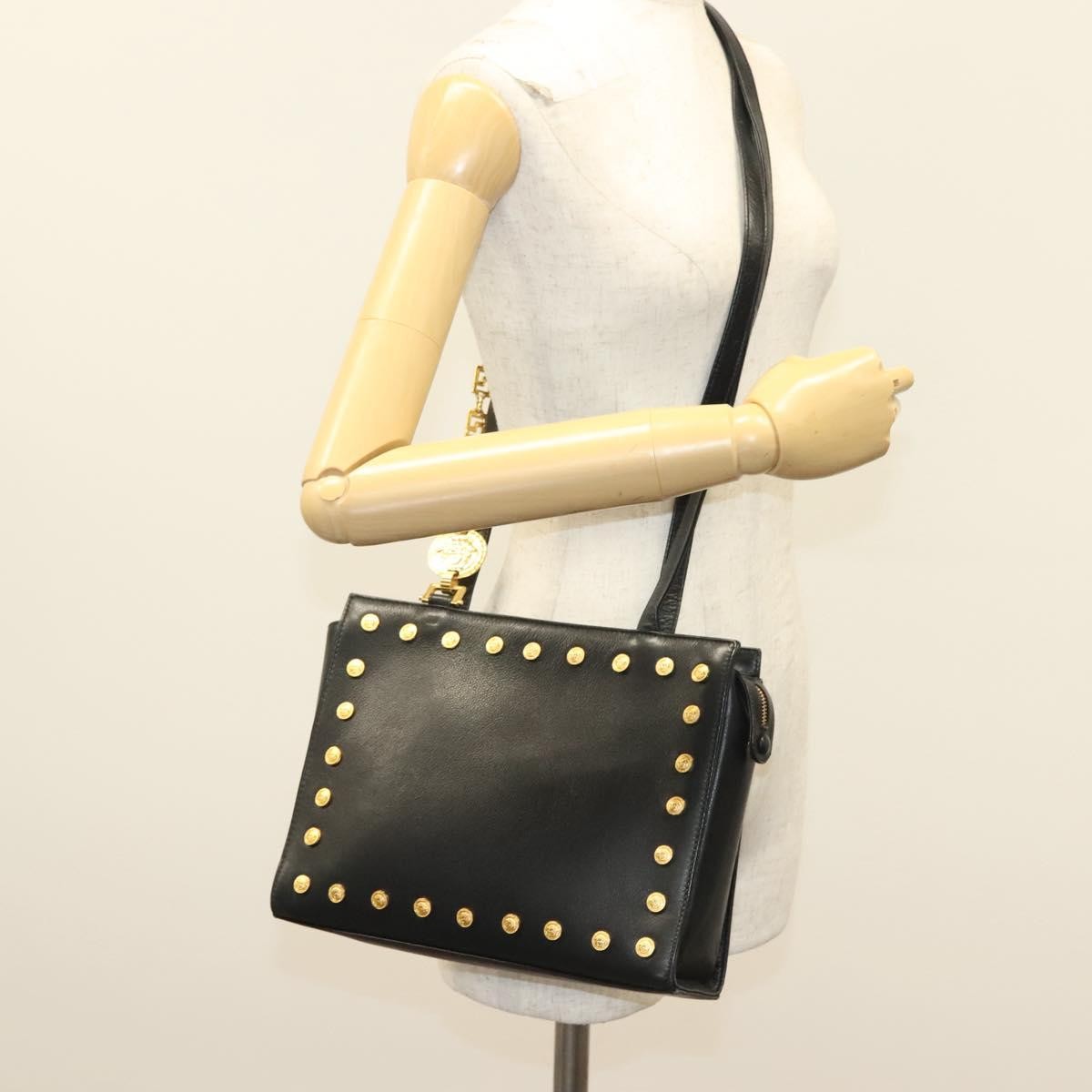 Versace Medusa Shoulder Bag Leather, BLACK, LEATHER, Shoulder bag