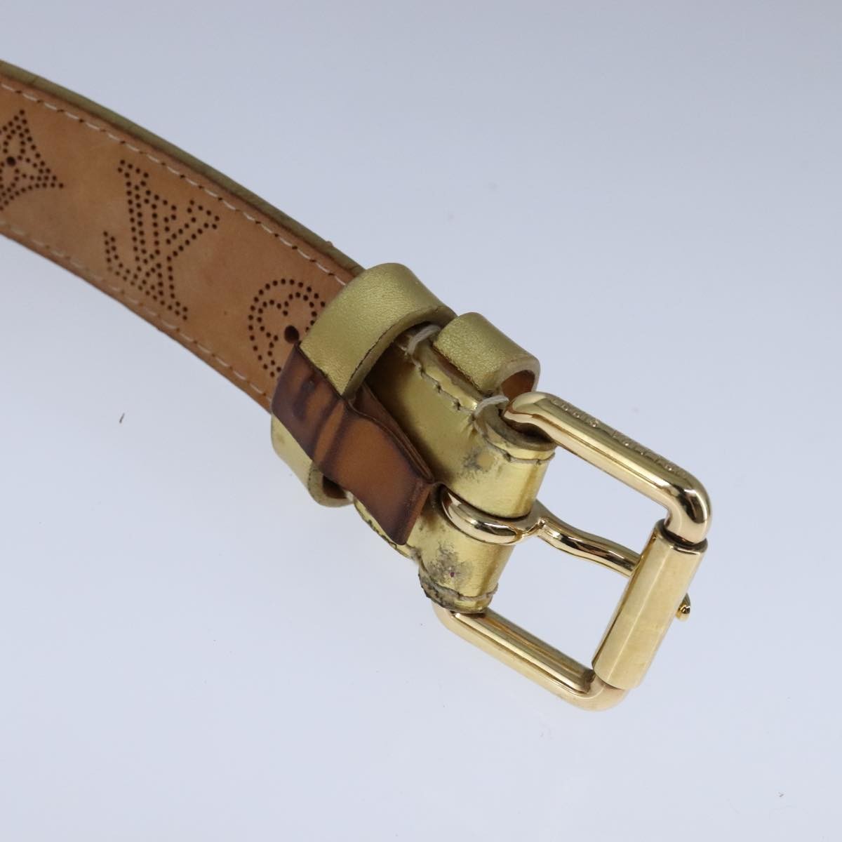 Louis Vuitton Buckle Belt Mahina Leather, GOLD, LEATHER, Belts