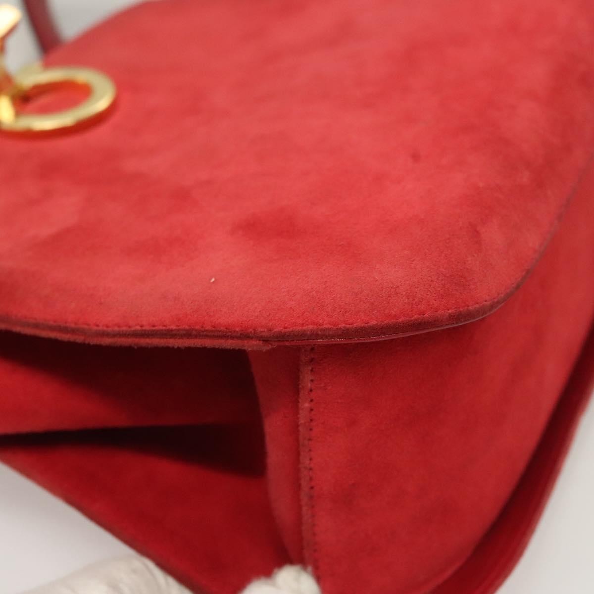 Salvatore Ferragamo Gancini Shoulder Bag Suede, RED, SUEDE, Shoulder bag