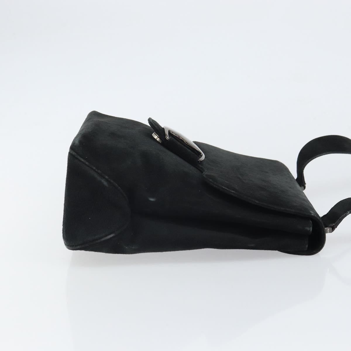 Salvatore Ferragamo Vala Shoulder Bag Suede, BLACK, SUEDE, Shoulder bag