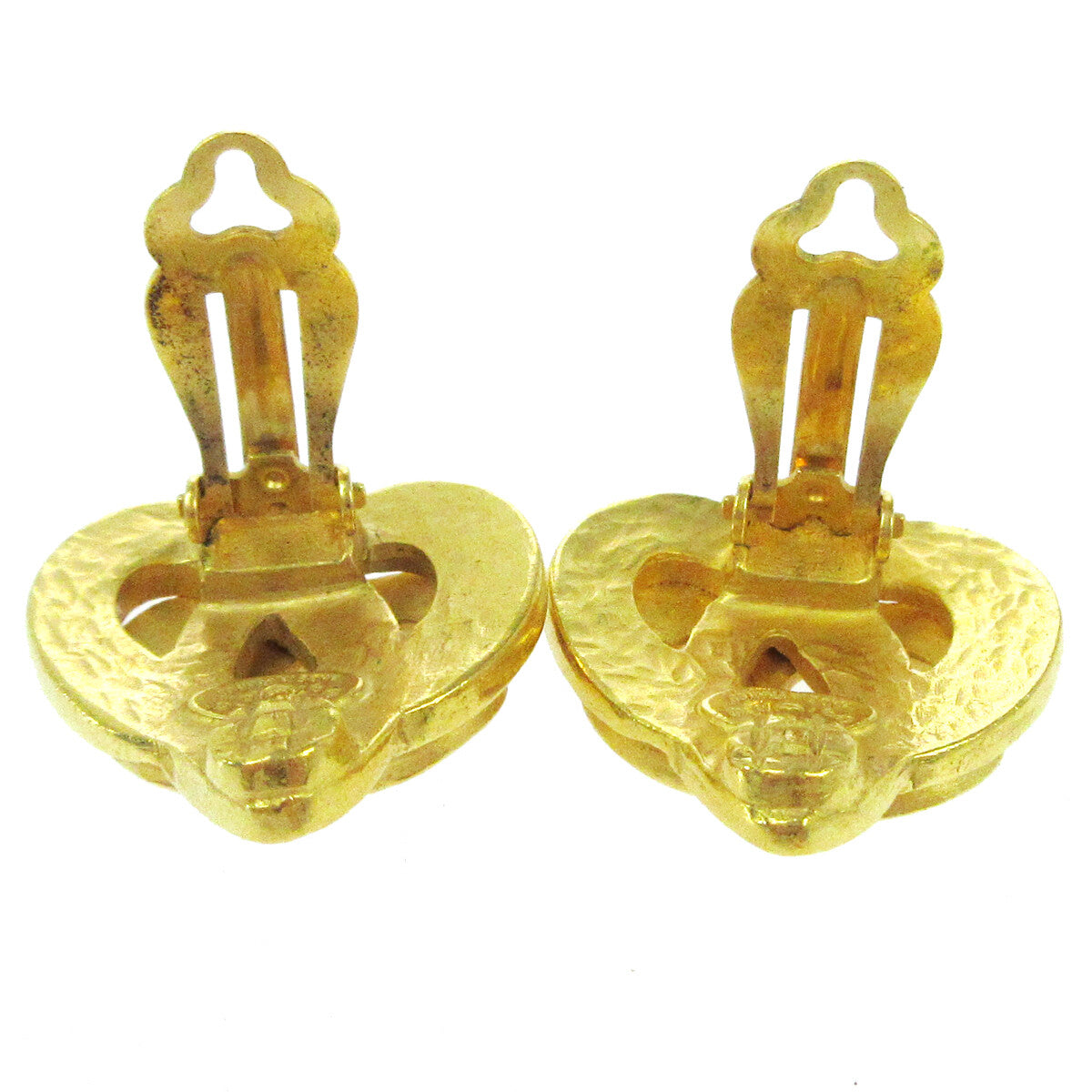Chanel Vintage CC Heart Clip-On Earrings Metal, GOLD, GOLD_PLATED, Earrings