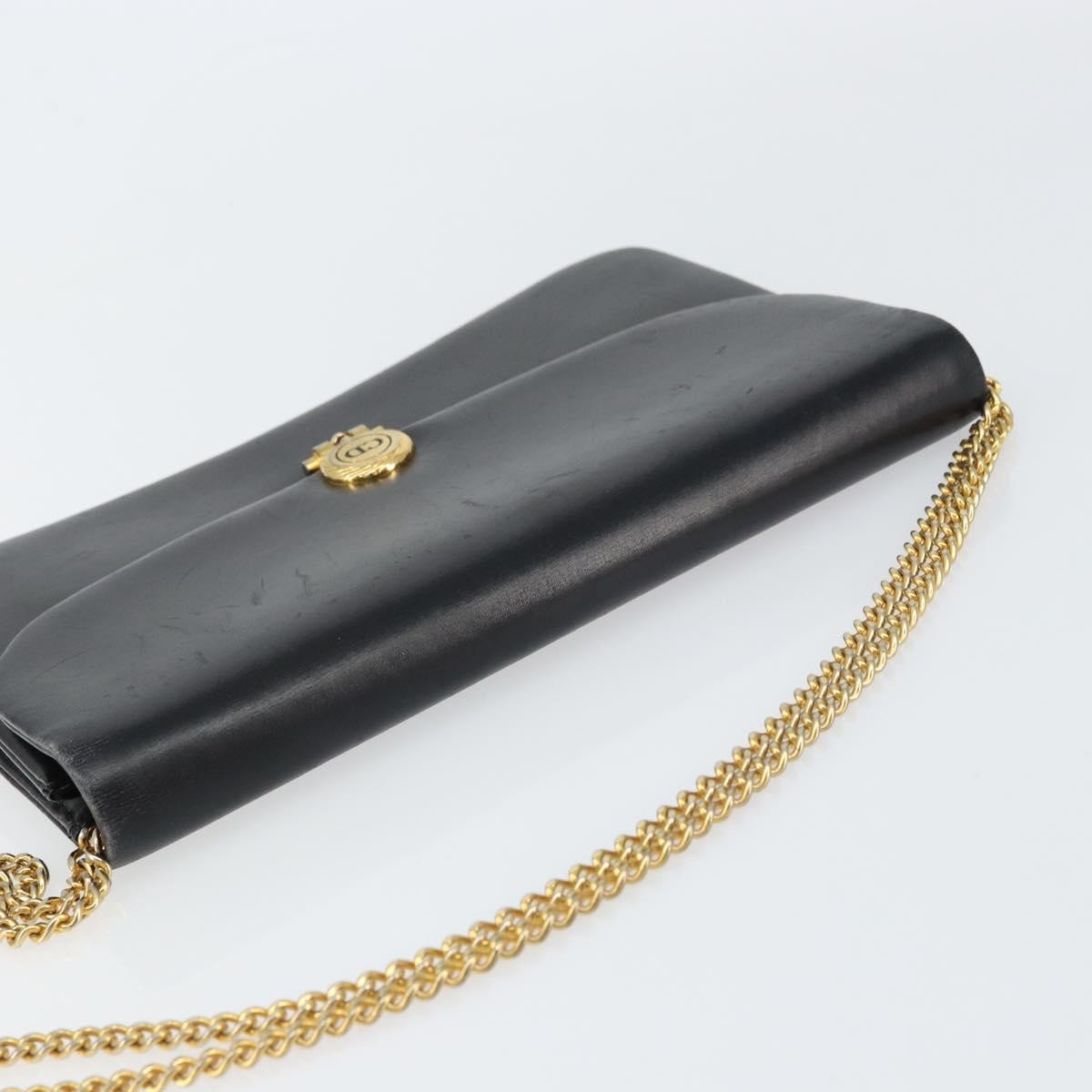 Christian Dior Vintage Chain Flap Shoulder Bag Leather, BLACK, LEATHER, Shoulder bag