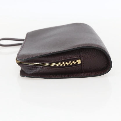 Louis Vuitton Pochette Baikal Clutch Taiga Leather, BROWN, LEATHER, Clutche & pouche