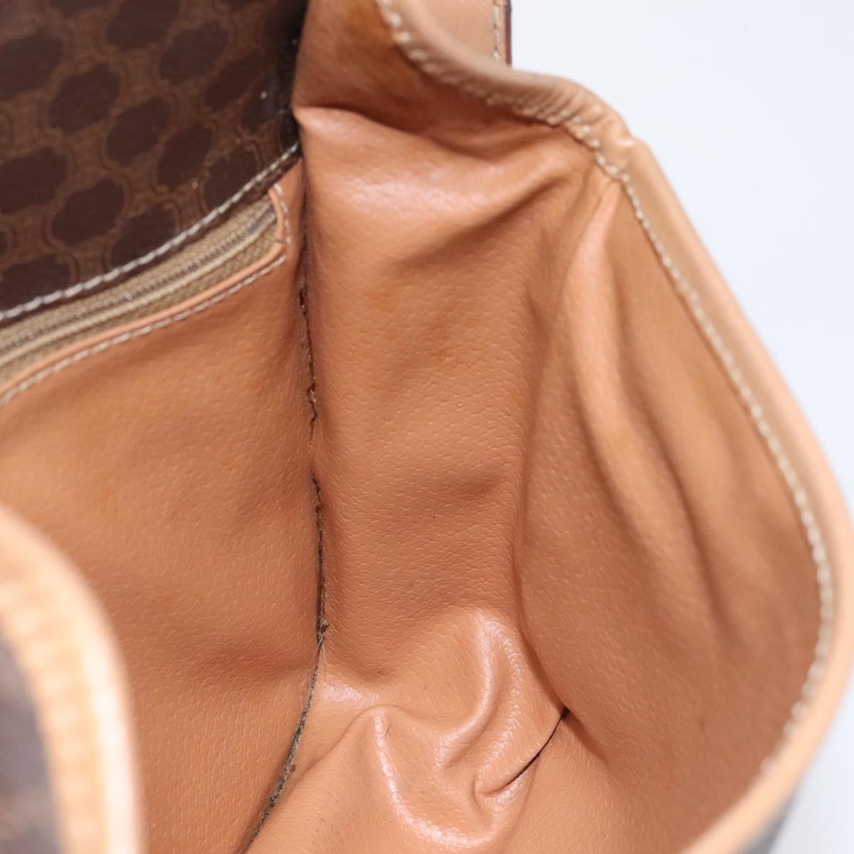 Celine Vintage Macadam Circle Logo Shoulder Bag Canvas and Leather, Brown, Canvas, Shoulder Bag