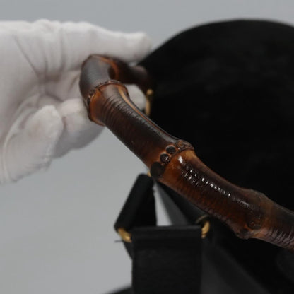 Gucci Vintage Bamboo Backpack Leather, BLACK, SUEDE, Backpack