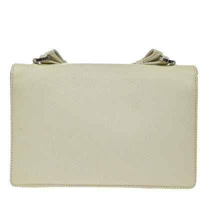 Salvatore Ferragamo Gancini Shoulder Bag Leather, WHITE, LEATHER, Shoulder bag