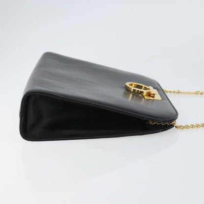 Salvatore Ferragamo Vintage Gancini Chain Shoulder Bag Leather, BLACK, LEATHER, Shoulder bag