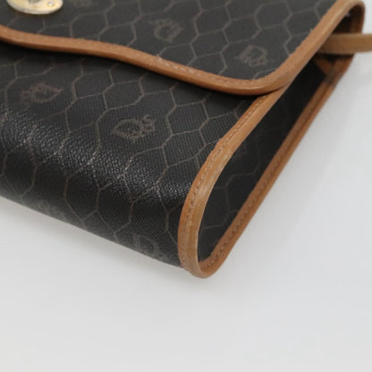 Christian Dior Vintage Honeycomb Flap Crossbody Bag Coated Canvas, BLACK, CANVAS, Shoulder bag