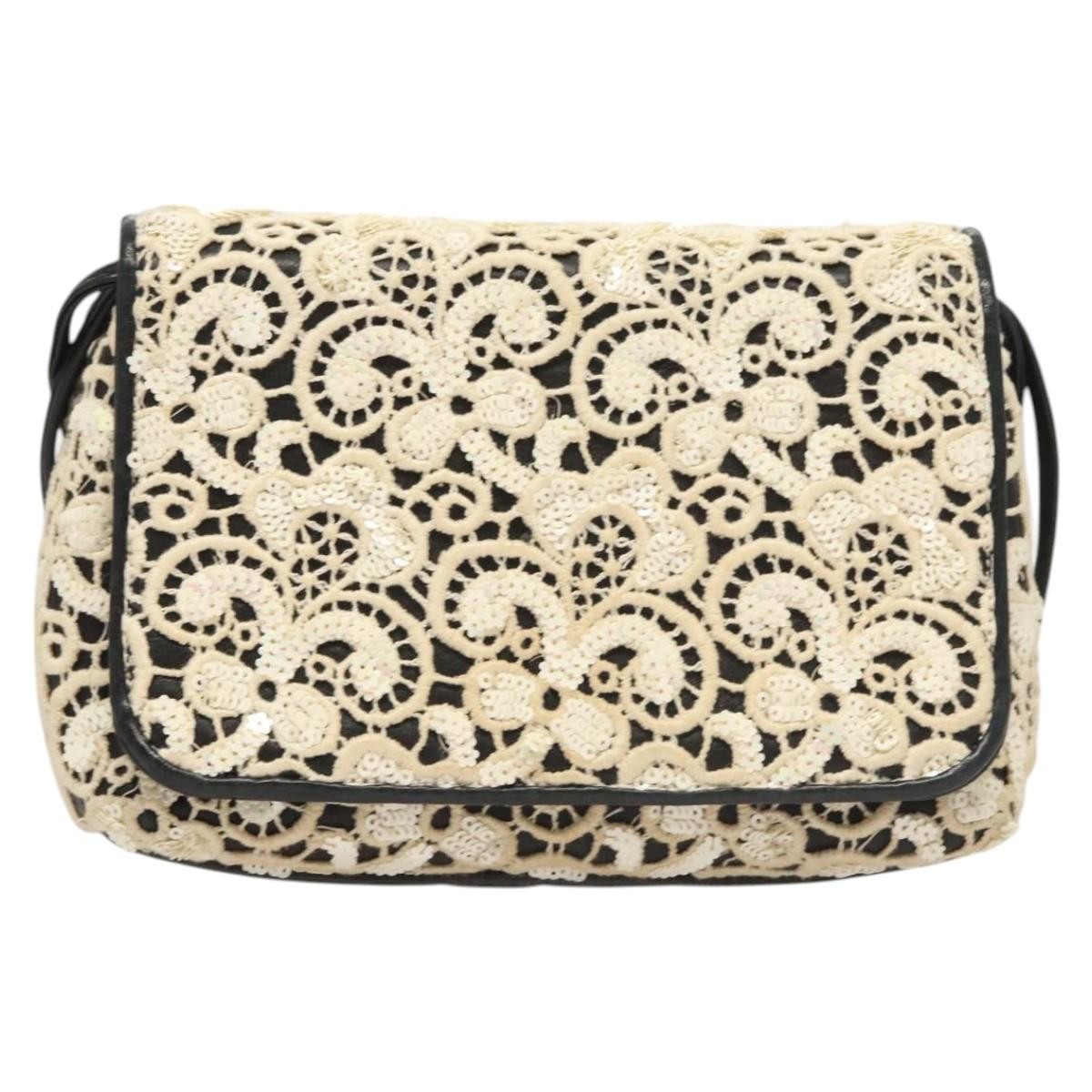 Chanel Floral CC Flap Bag Leather, WHITE, LEATHER, Shoulder bag