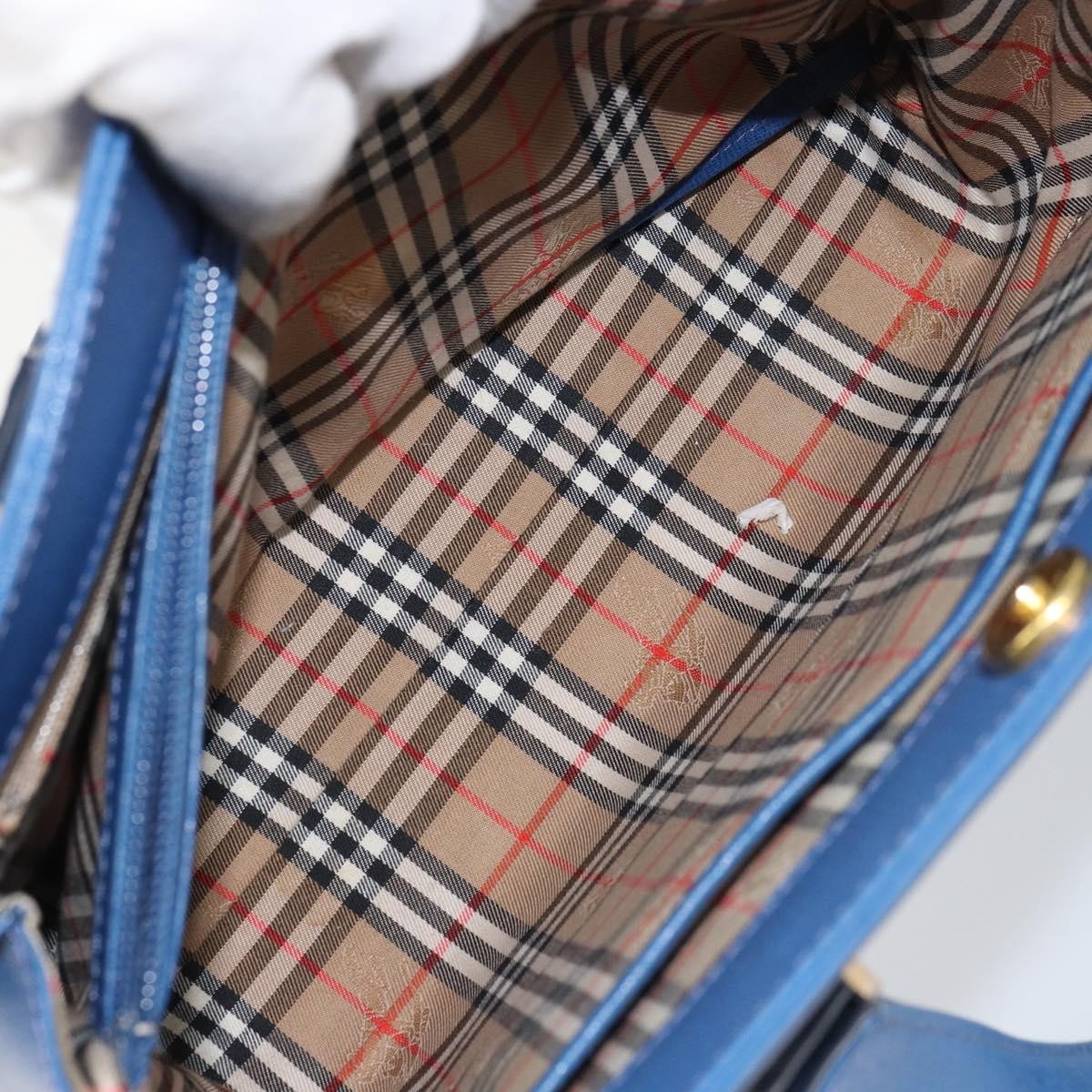 Burberry Vintage Handbag Leather, Blue, Leather, Handbag