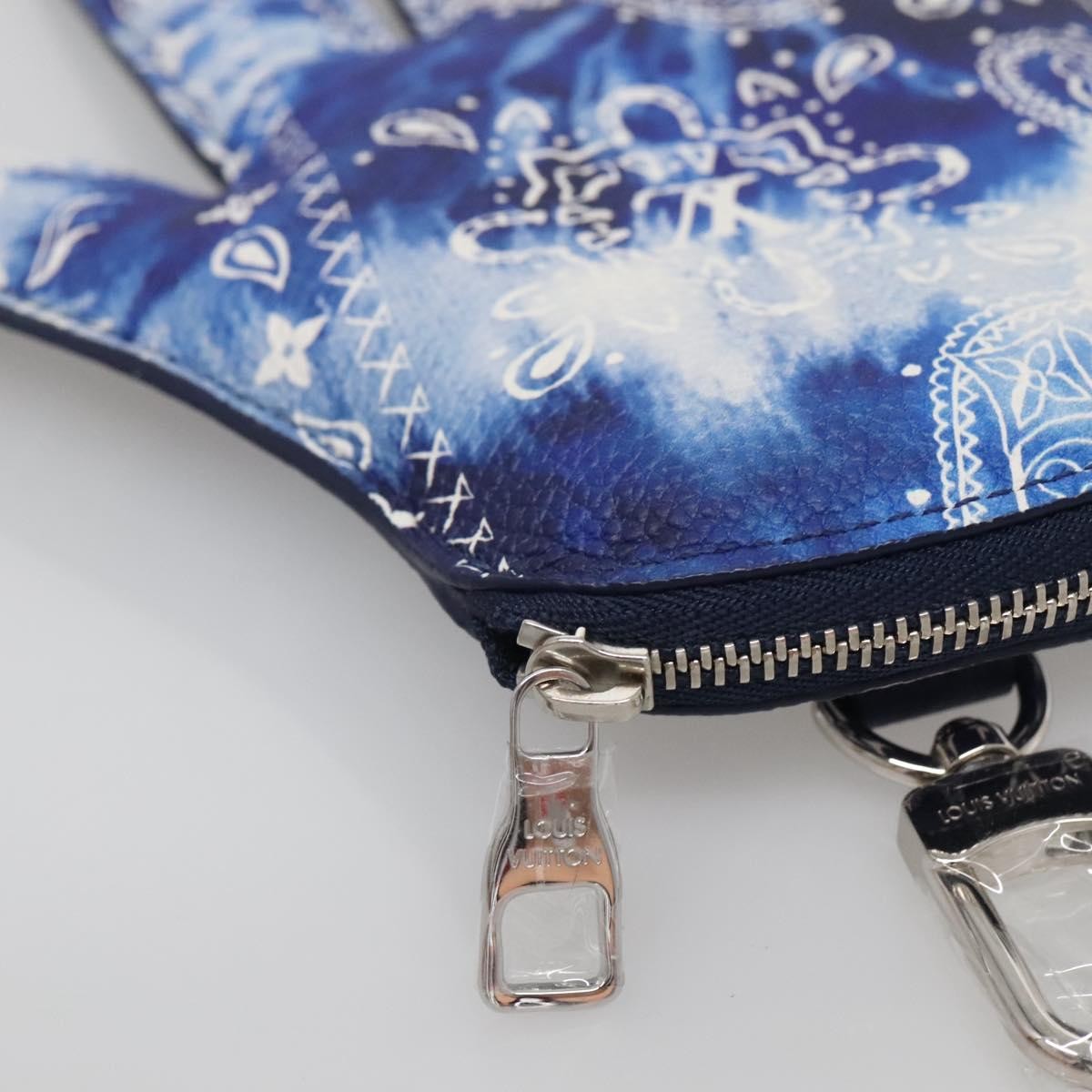 Louis Vuitton Key Pouch Bandana Monogram, BLUE, CANVAS, Wallets