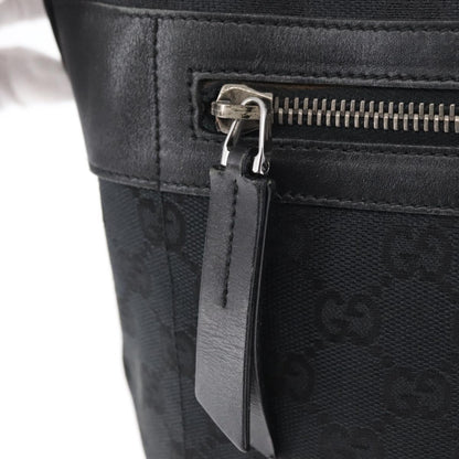 Gucci Vintage Shoulder Bag GG Canvas and Leather, BLACK, CANVAS, Shoulder bag