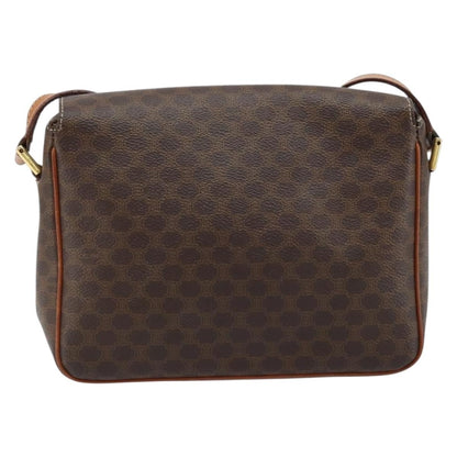 Celine Vintage Macadam Circle Logo Shoulder Bag Canvas and Leather, BROWN, CANVAS, Shoulder bag