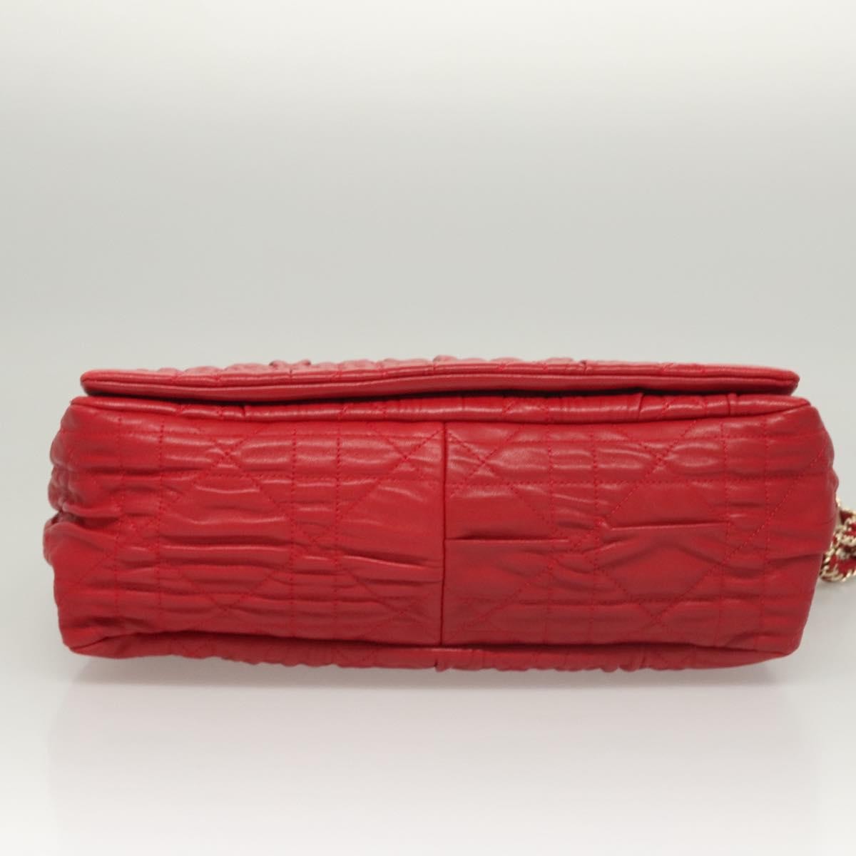 Christian Dior Delidior Chain Shoulder Bag Cannage Quilt Leather, RED, LEATHER, Shoulder bag