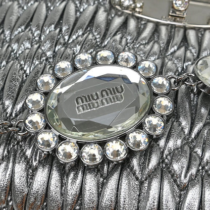 Miu Miu Nappa Matelassè Leather, Silver, Leather, Handbag