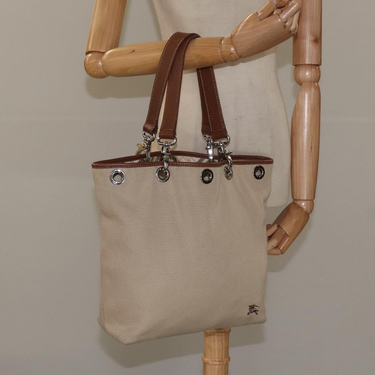 Burberry Nova Check Tote Canvas and Leather, BEIGE, CANVAS, Tote bag