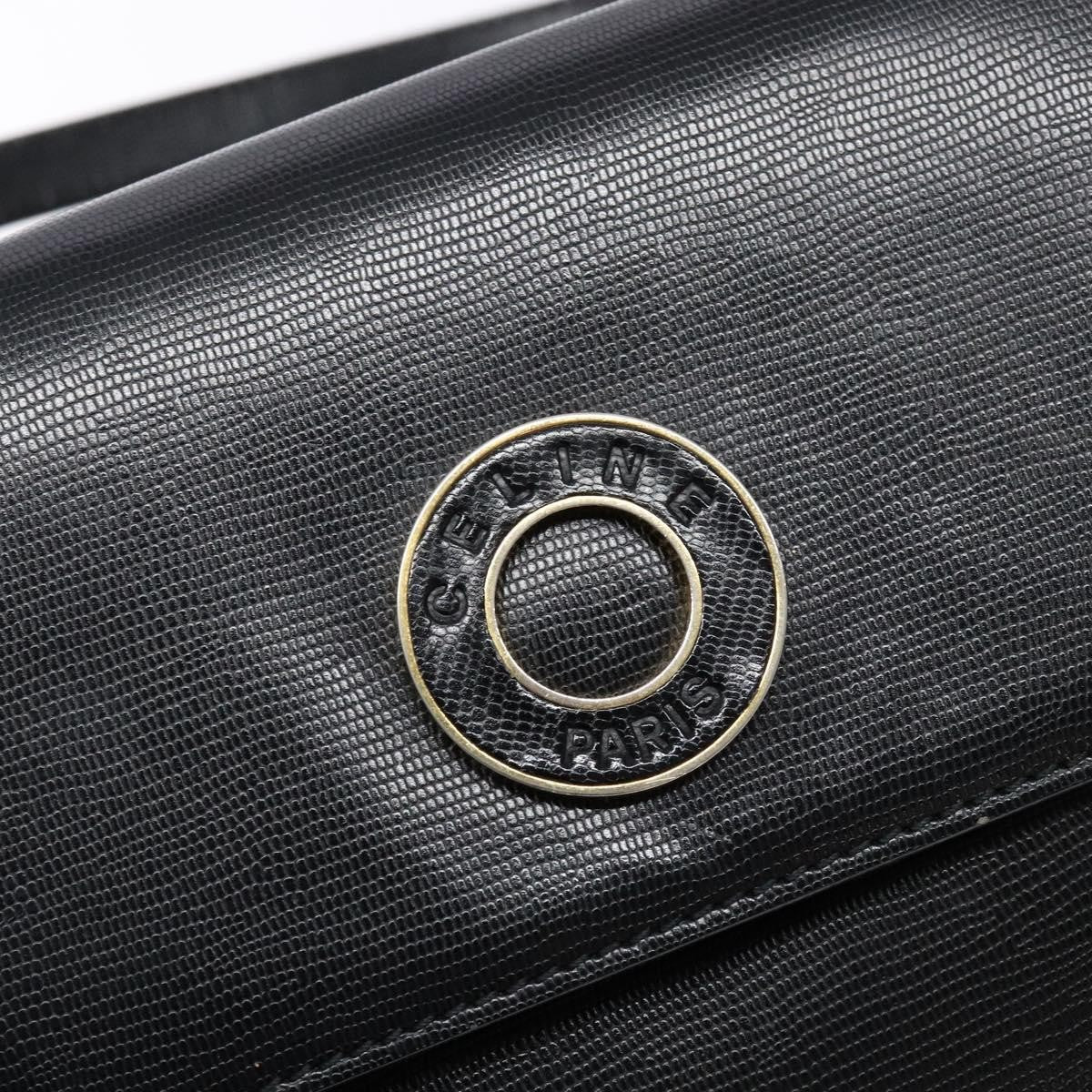 Celine Vintage Circle Logo Crossbody Bag Leather, BLACK, LEATHER, Crossbody bag