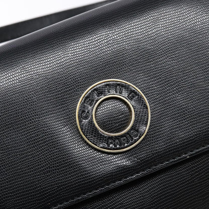 Celine Vintage Circle Logo Crossbody Bag Leather, BLACK, LEATHER, Crossbody bag