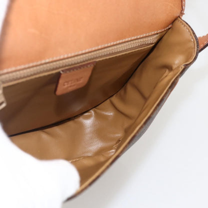 Celine Vintage Macadam Shoulder Bag Canvas and Leather, Brown, PVC, Shoulder Bag