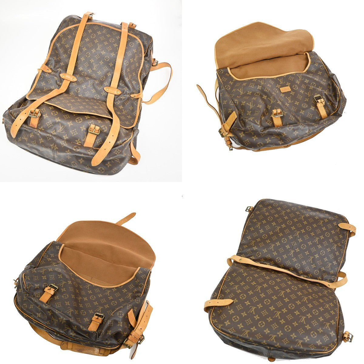 Louis Vuitton Saumur Handbag Monogram Canvas, Brown, Leather, Shoulder Bag