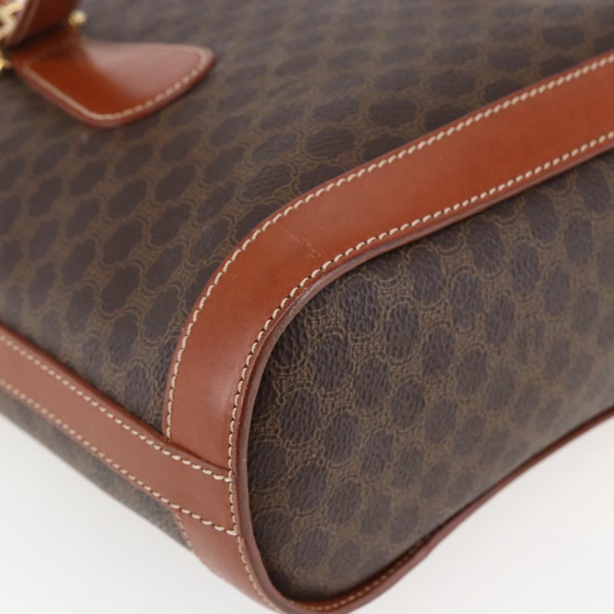 Celine Vintage Macadam Handbag Canvas and Leather, BROWN, CANVAS, Handbag