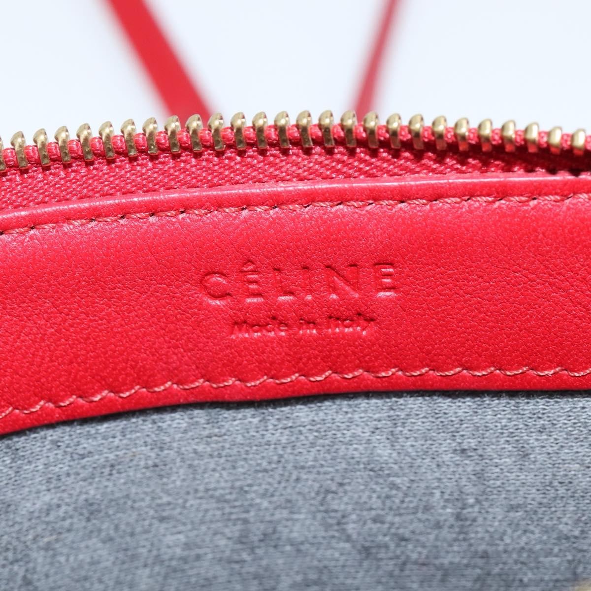 Celine Trio Crossbody Bag Leather, RED, LEATHER, Shoulder bag