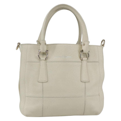 Salvatore Ferragamo Gancini handbag Leather, WHITE, LEATHER, Handbag