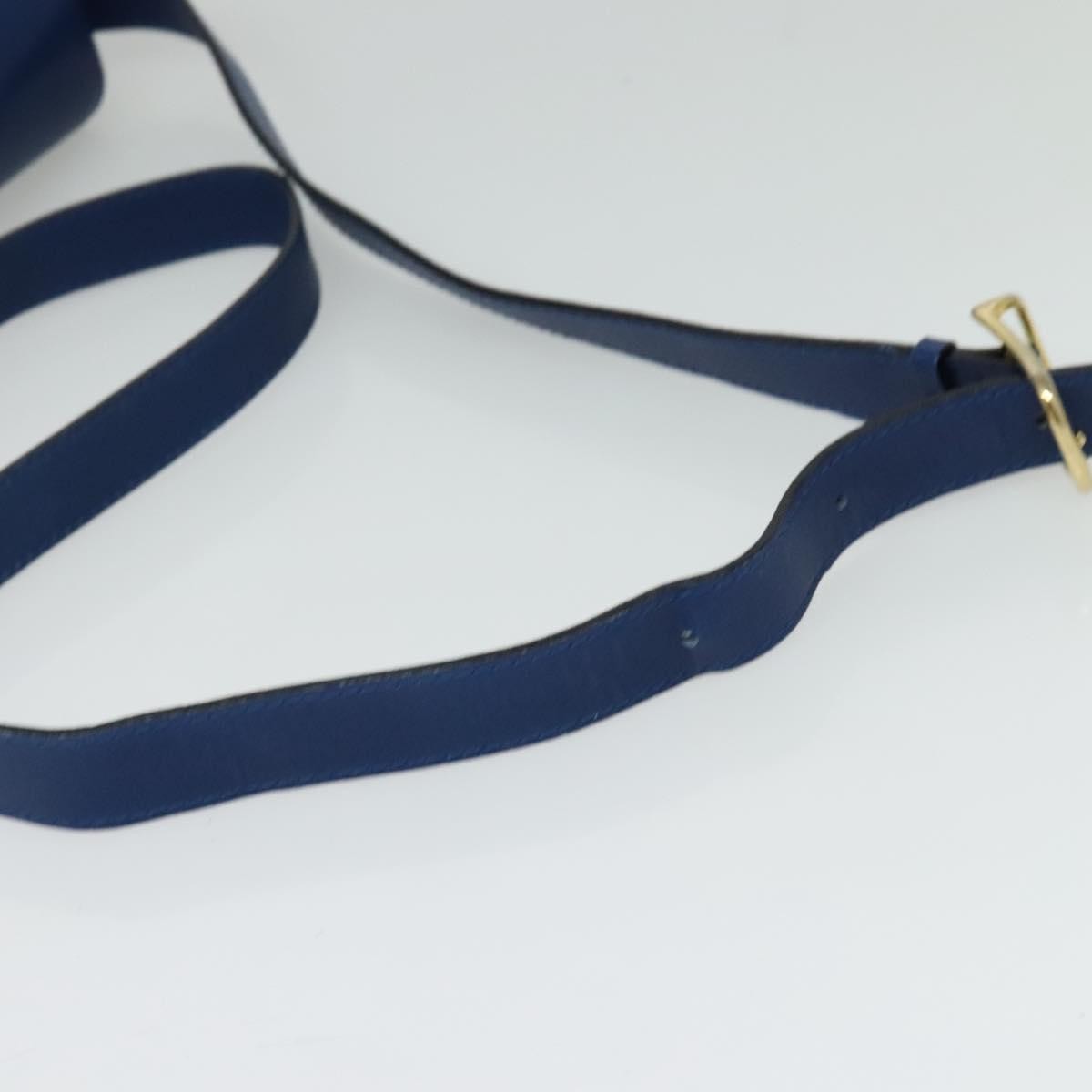 Celine Circle logo Leather, BLUE, LEATHER, Handbag