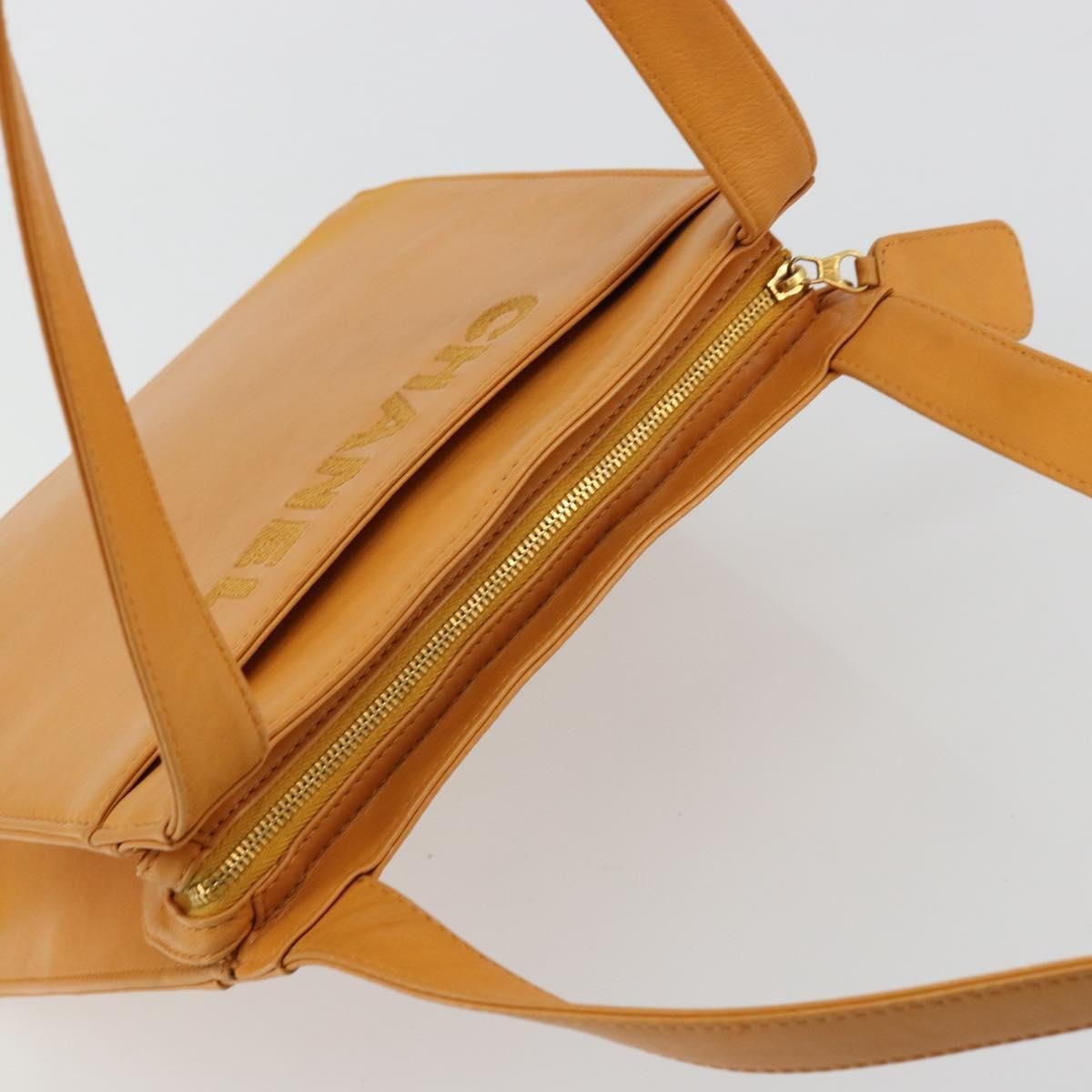 Chanel Vintage Logo Tote Leather, Camel, Leather, Tote Bag