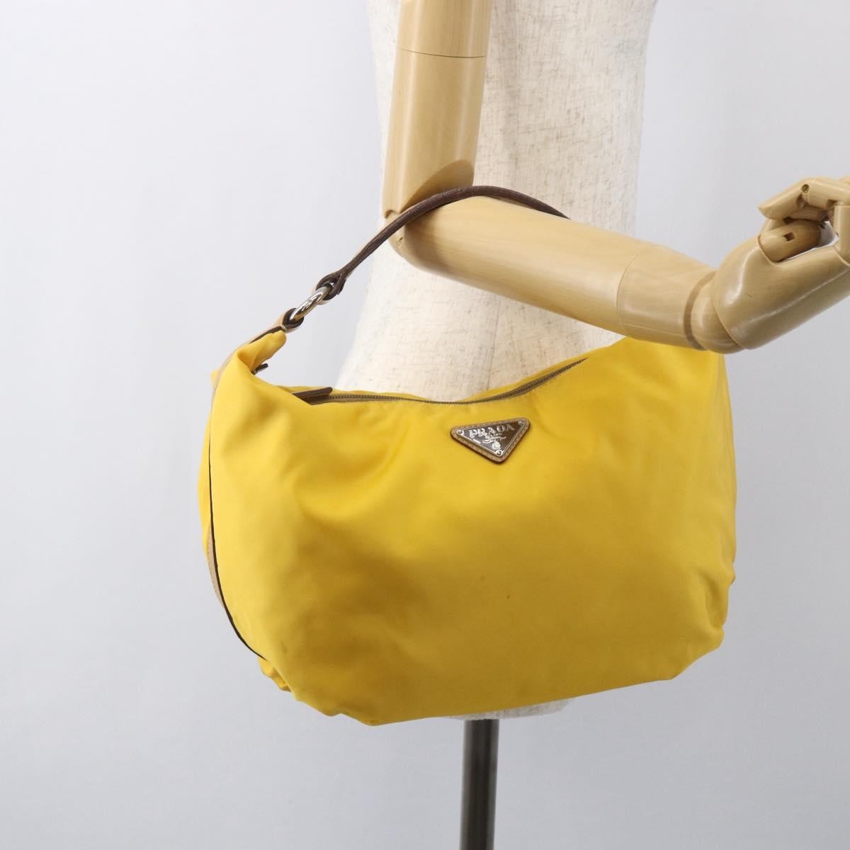 Prada Vintage Shoulder Bag Tessuto, Yellow, Nylon, Shoulder Bag