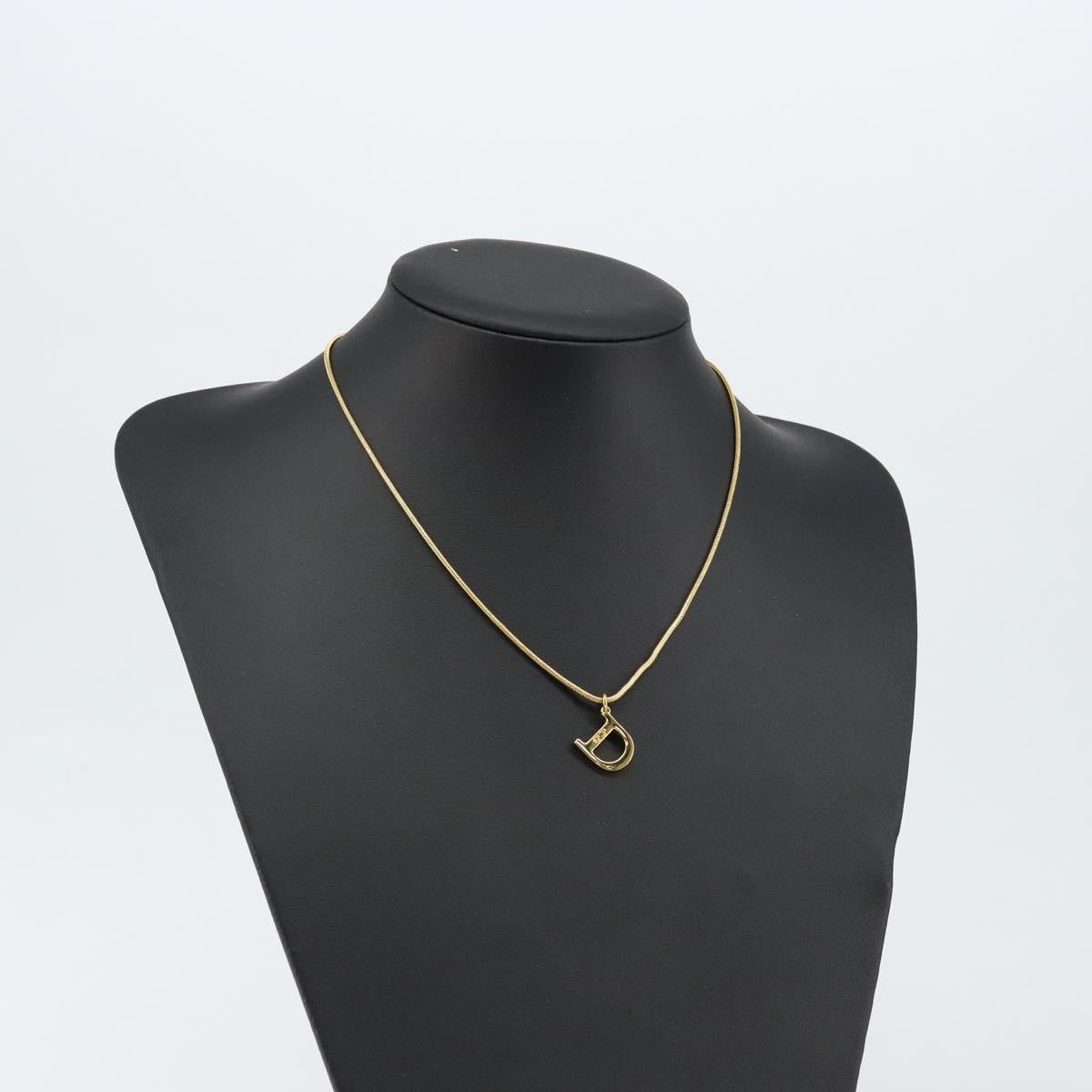 Christian Dior D logo Pendant Necklace Metal, GOLD, METAL, Necklace