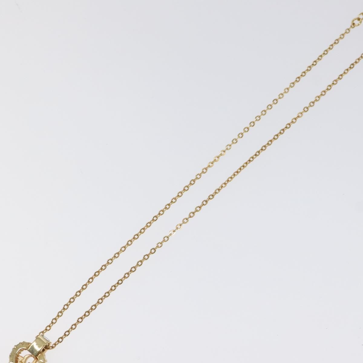 Christian Dior Vintage CD Heart Pendant Necklace Metal with Crystals, GOLD, METAL, Necklace