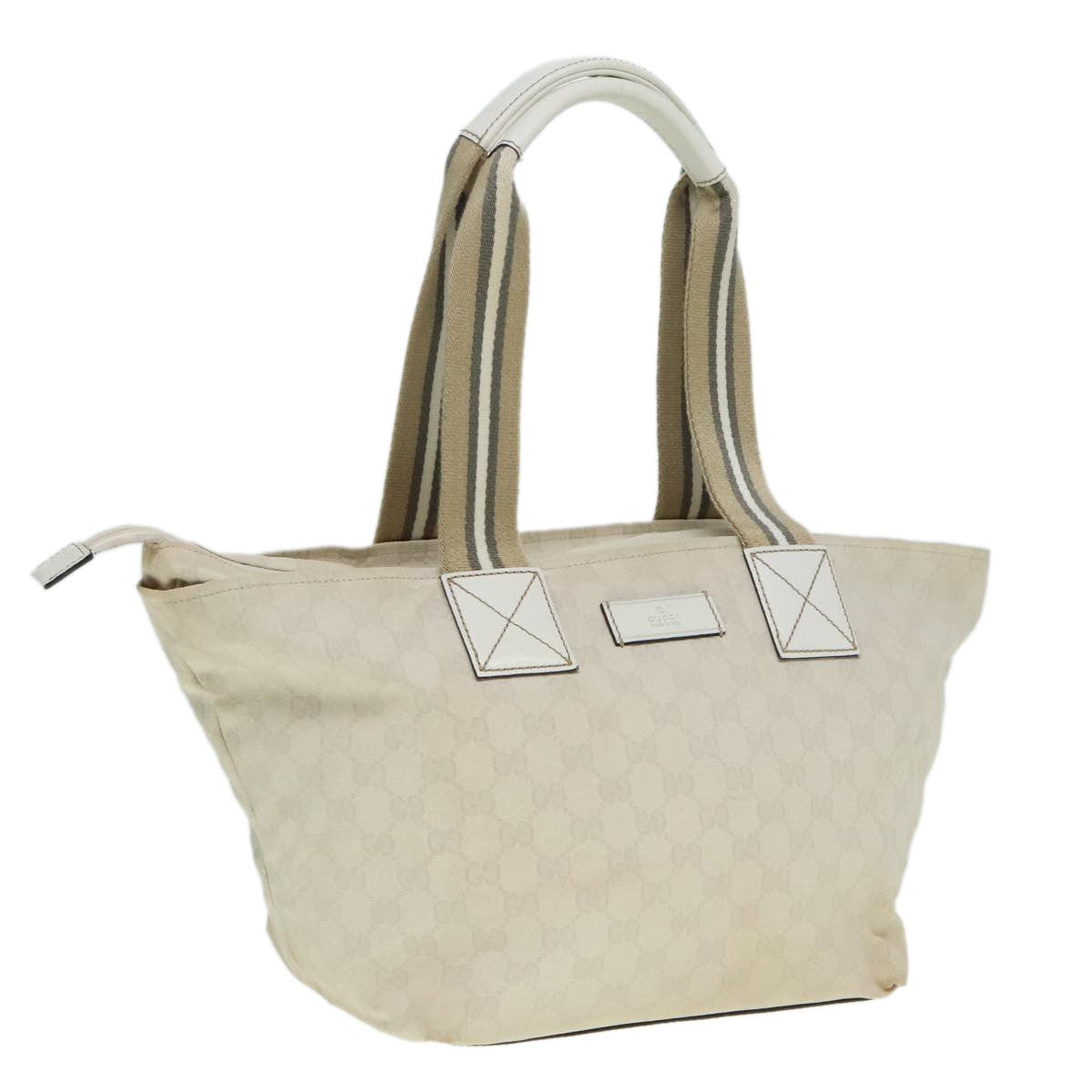 Gucci Web Zip Tote GG Canvas, WHITE, CANVAS, Tote bag