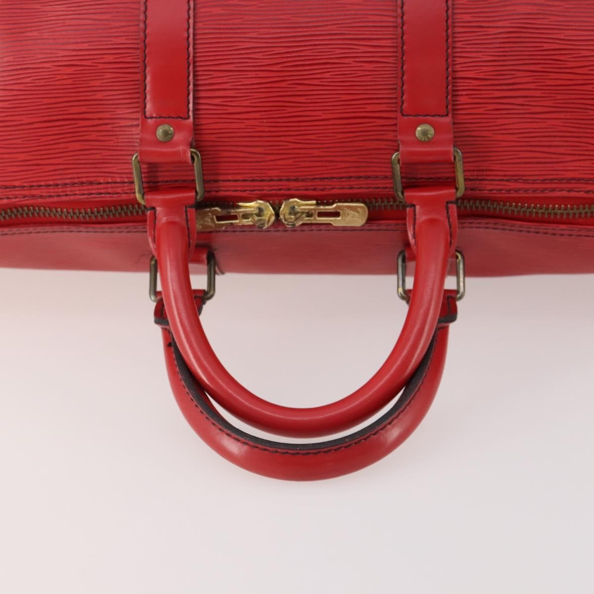 Louis Vuitton Keepall Bag Epi Leather, RED, LEATHER, Travel bag