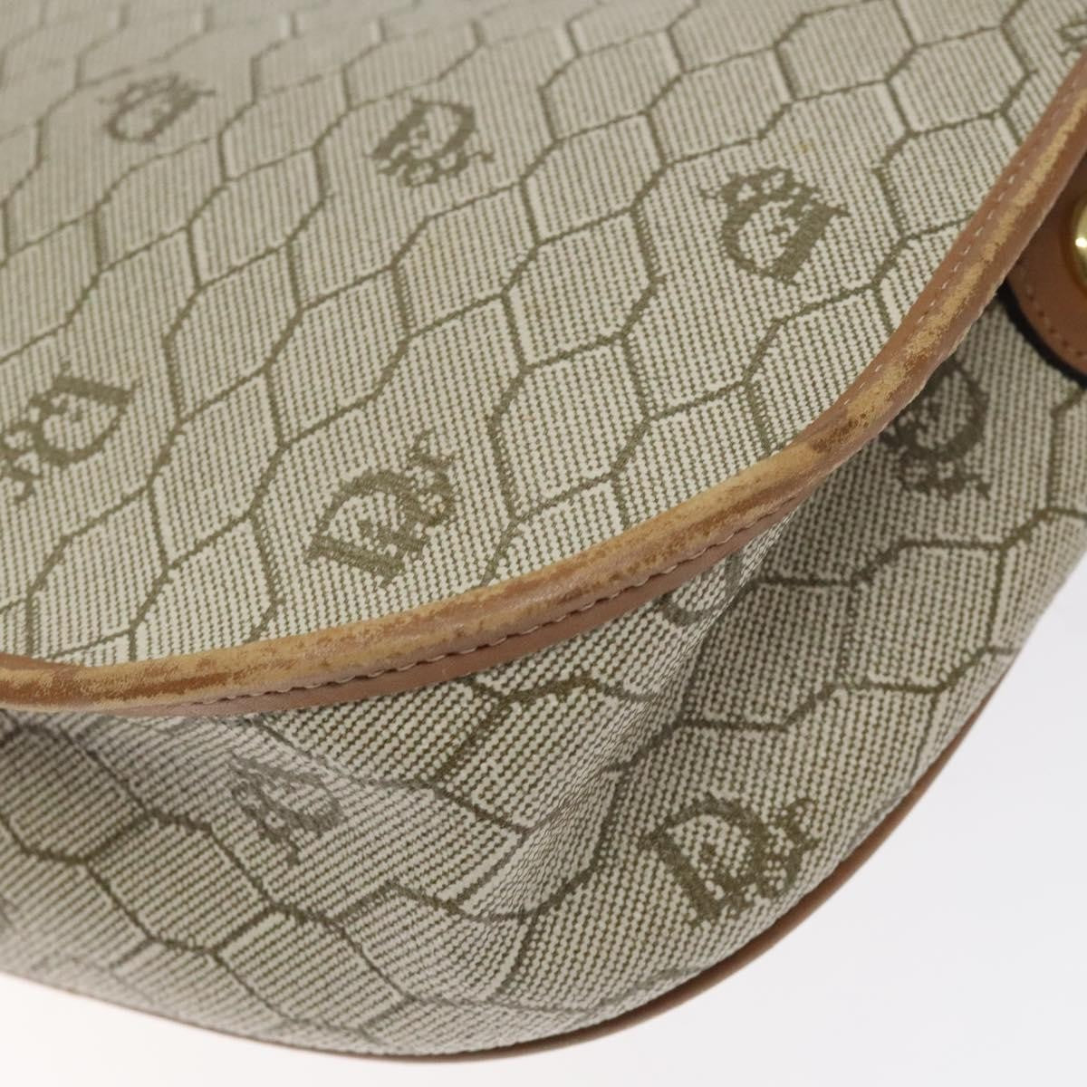 Christian Dior Vintage Honeycomb Flap Crossbody Bag Coated Canvas, BEIGE, CANVAS, Crossbody bag