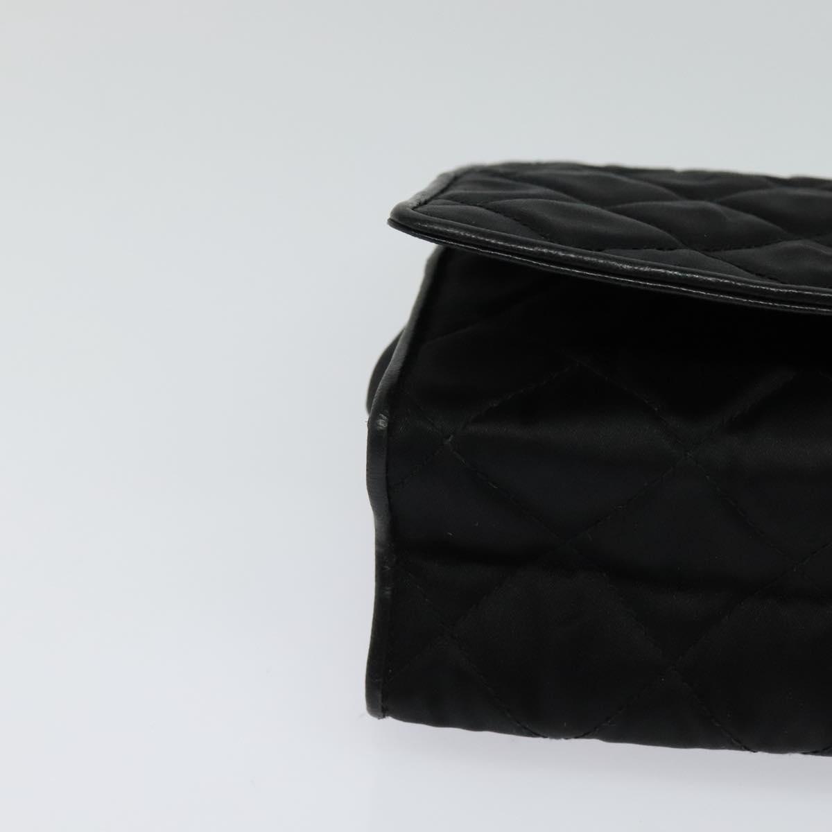 Chanel Chain Shoulder Bag Silk, BLACK, SATIN, Shoulder bag