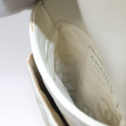 Chanel Cambon Crossbody Bag Quilted Leather, WHITE, LEATHER, Shoulder bag