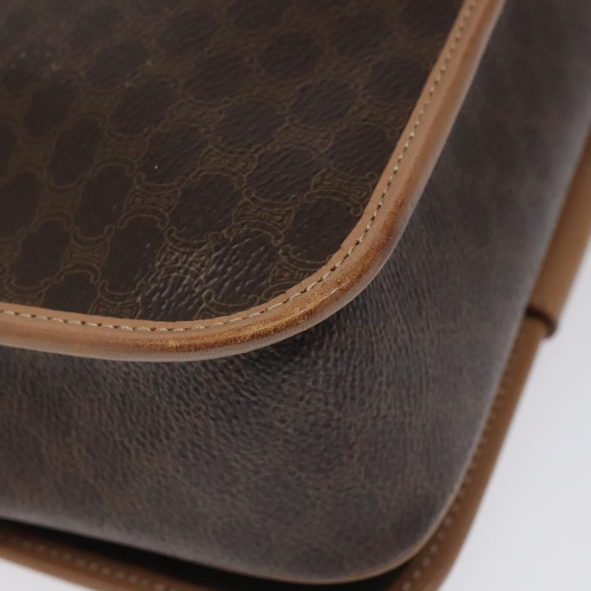 Celine Vintage Macadam Shoulder Bag Canvas and Leather, Brown, Canvas, Shoulder Bag