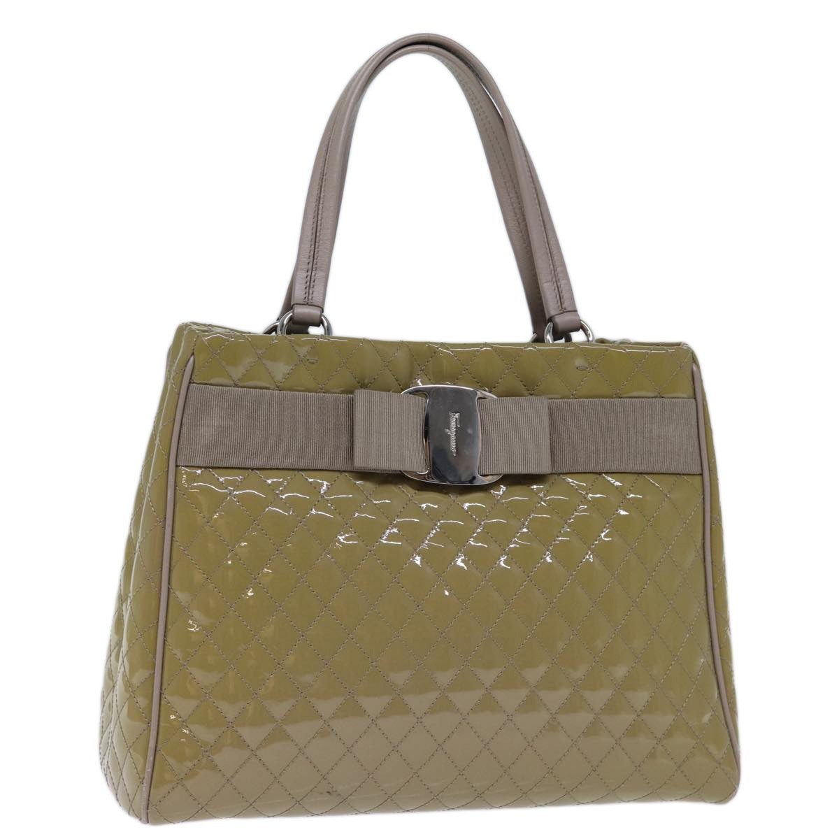 Salvatore Ferragamo Vala Handbag Patent leather, BEIGE, PATENT_LEATHER, Handbag