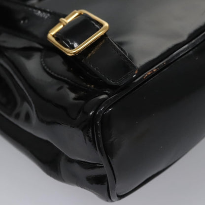 Gucci Vintage Bamboo Backpack Patent, Black, Patent Leather, Backpack