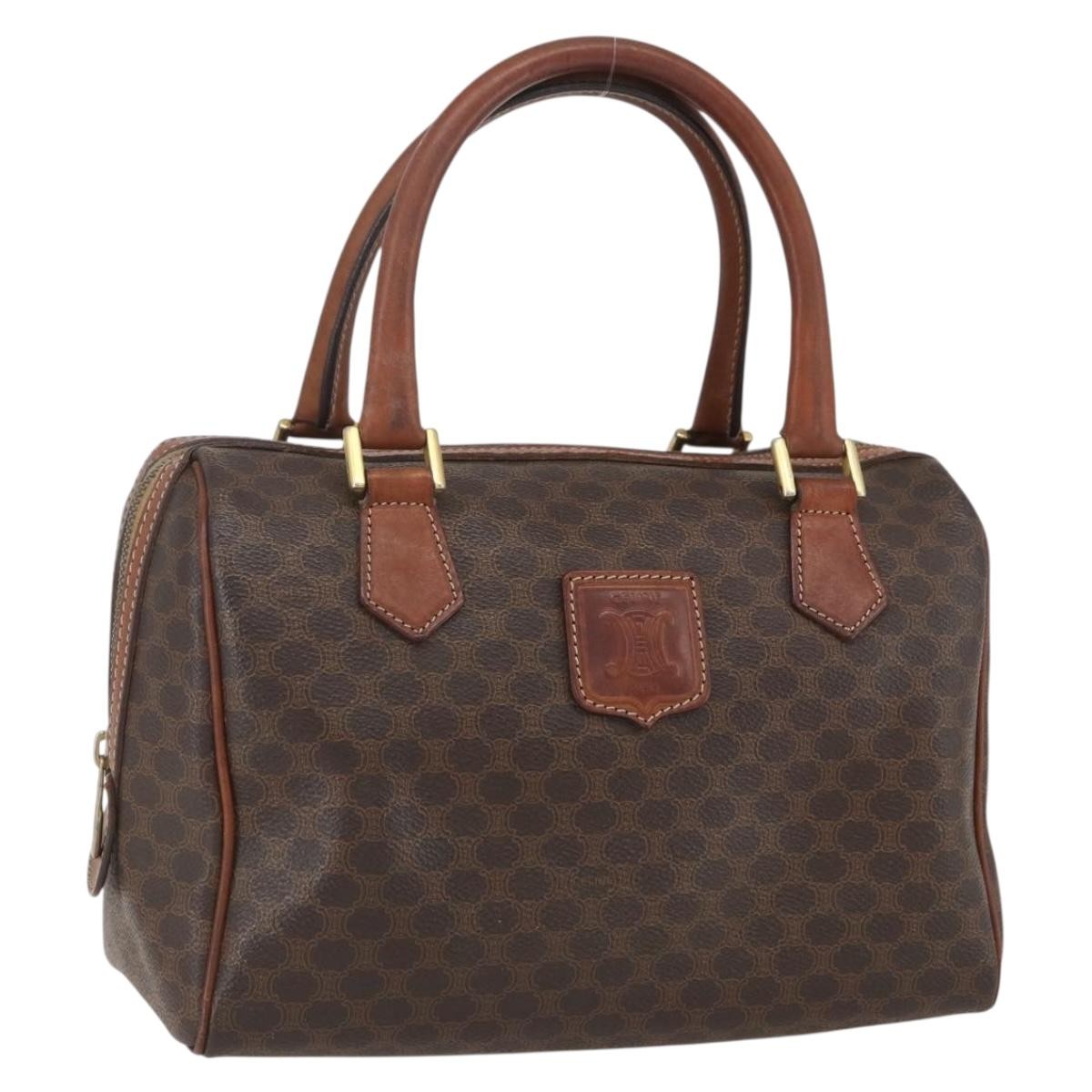 Celine Boston Bag Triomphe Coated Canvas, BROWN, CANVAS, Handbag