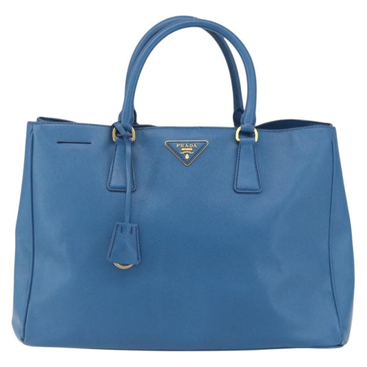 Prada Lux Open Tote Saffiano Leather, BLUE, LEATHER, Tote bag