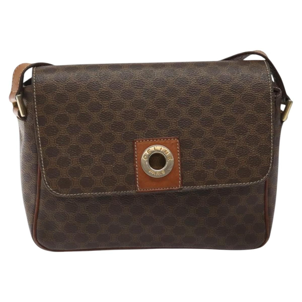 Celine Vintage Macadam Shoulder Bag Canvas, BROWN, CANVAS, Shoulder bag